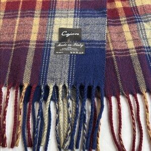 Cejon Maroon, Blue and Cream Plaid Scarf
